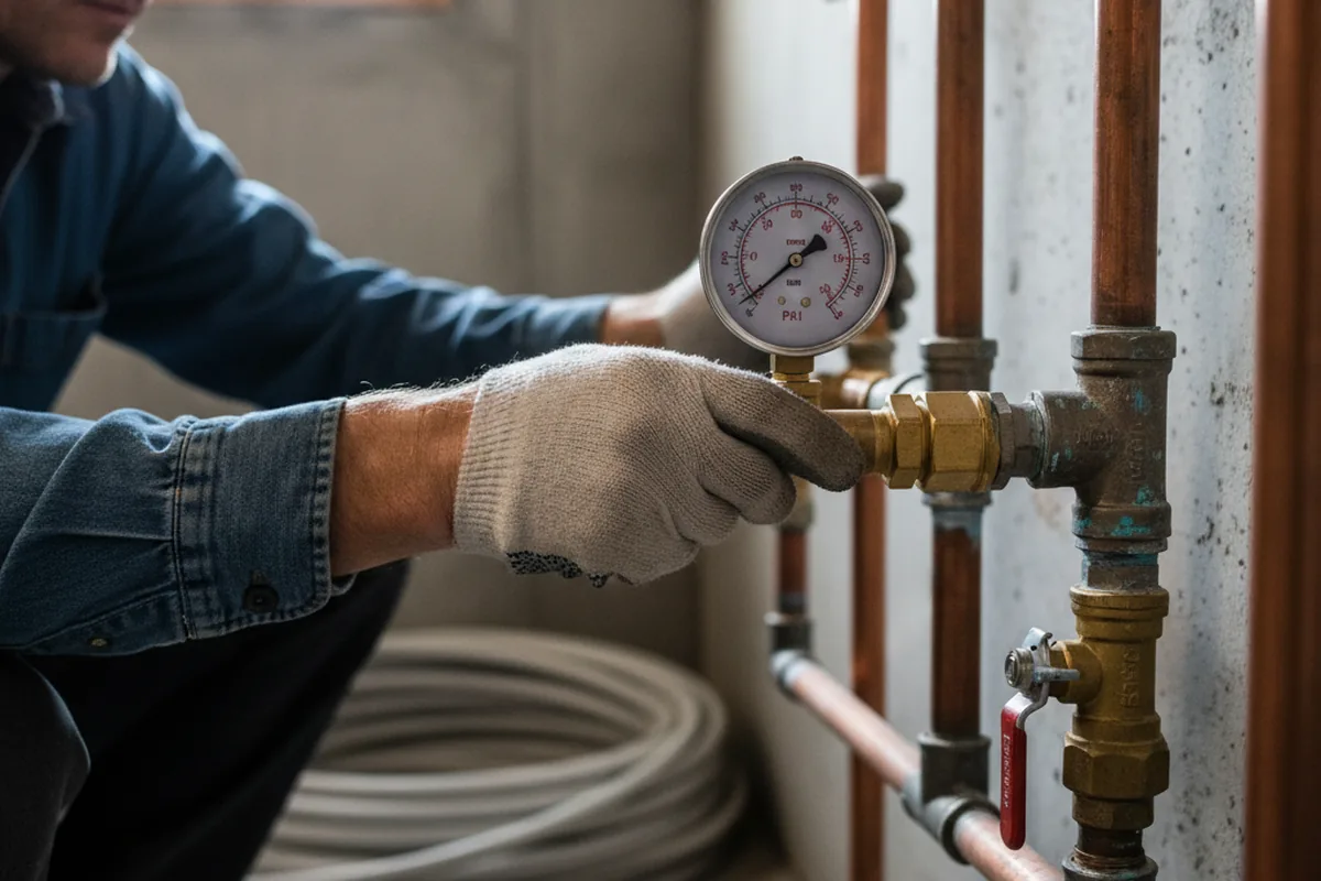 Pressure testing a repaired line during Water Line Repair in Paragon